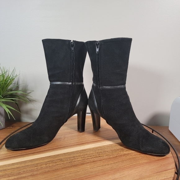 GIORGIO ARMANI black suede heel boots booties 38.5 - Picture 11 of 17